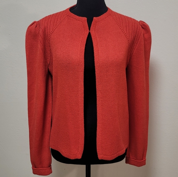 St. John by Marie Gray Vintage Puff Sleeve Cardigan Sweater - Picture 1 of 6
